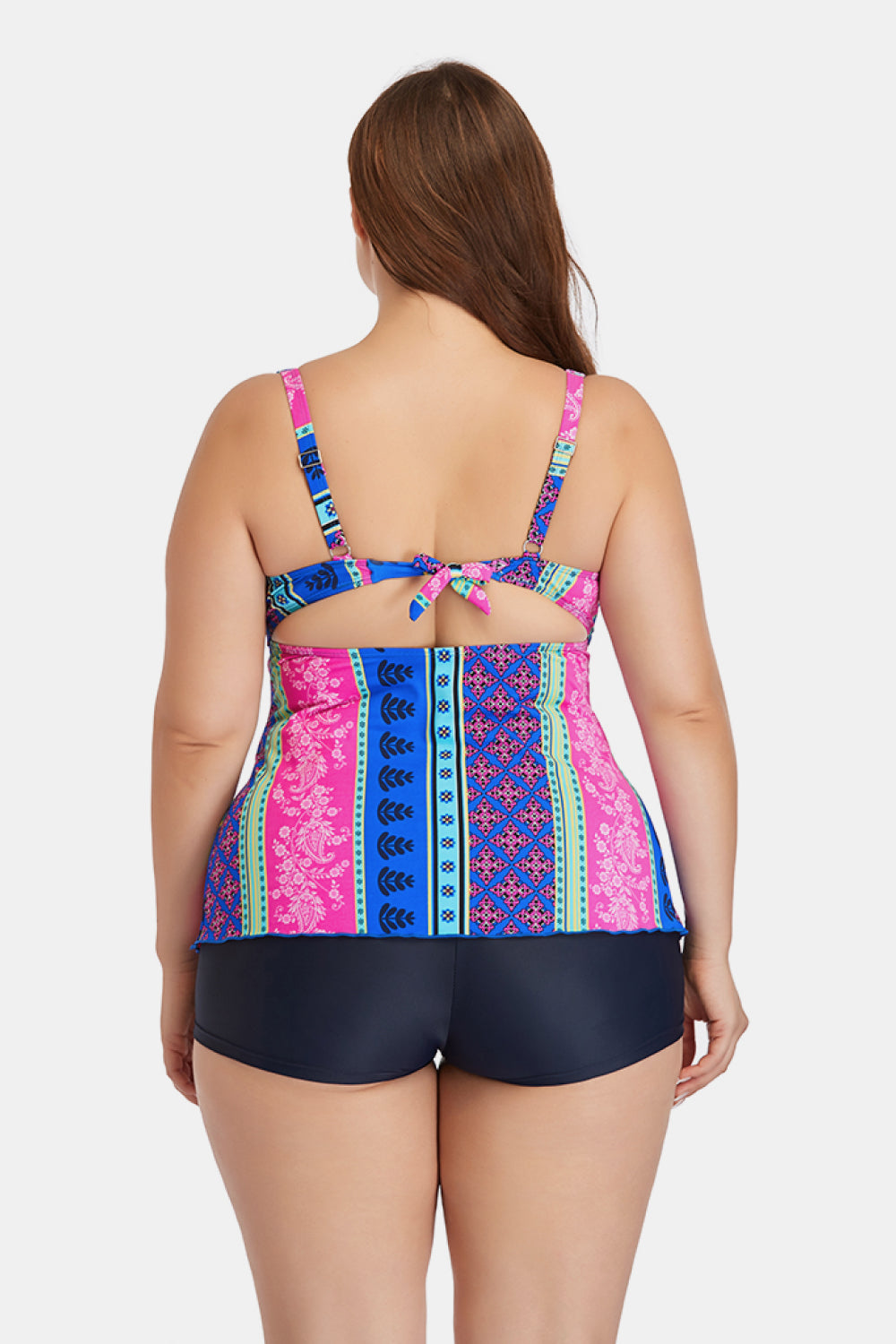 Plus Size Printed Cutout Halter Top and Bottoms Set