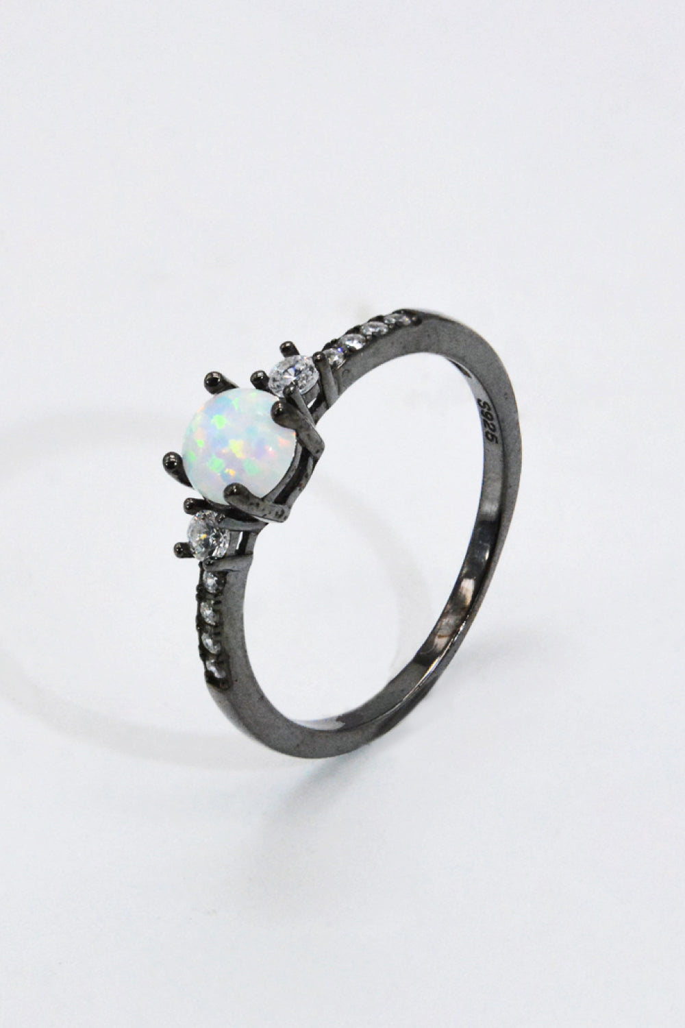 925 Sterling Silver Round Opal Cocktail Ring