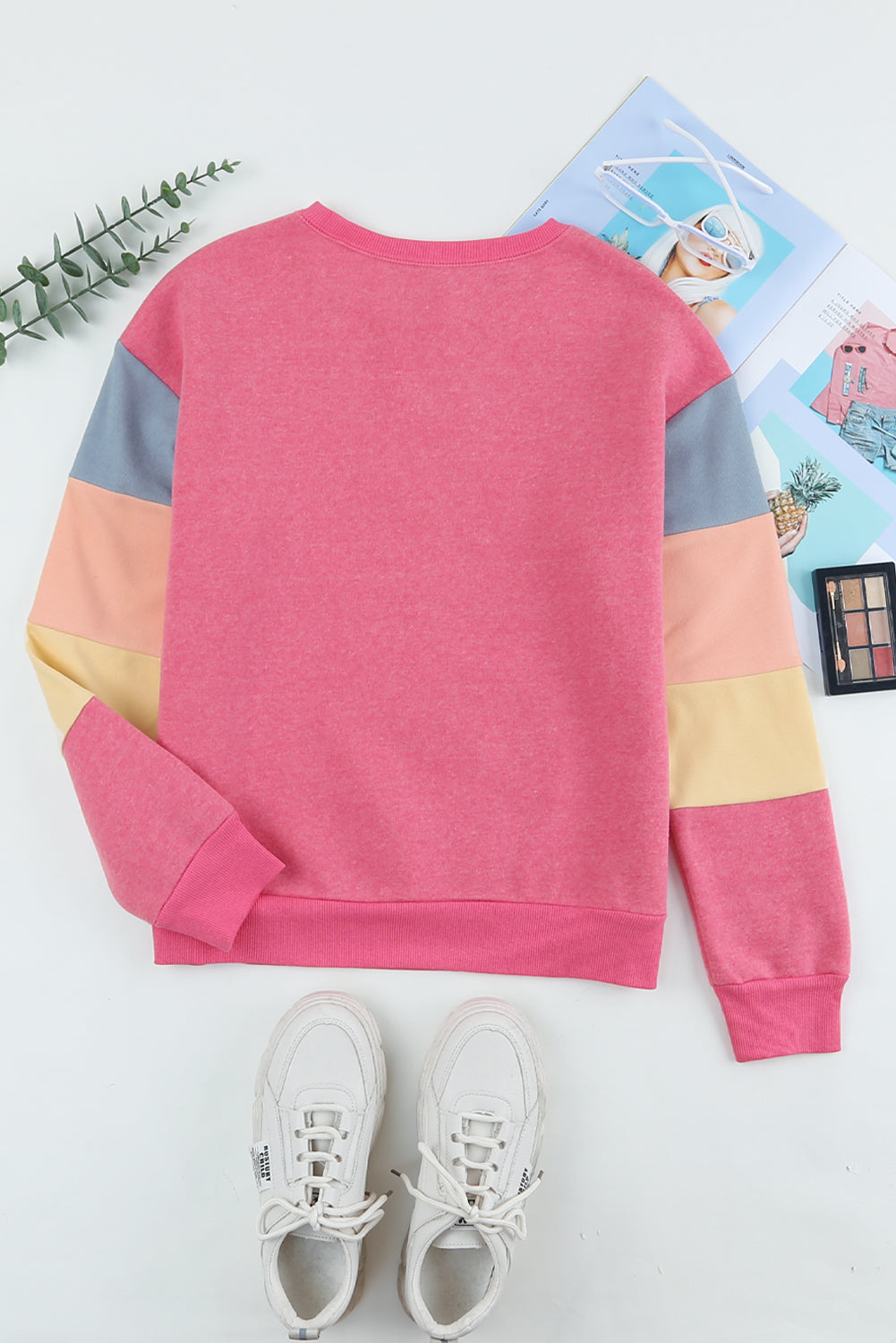 Ribbed color block pullover