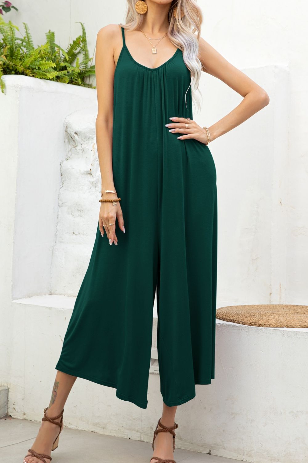 Spaghetti Strap Jumpsuit with Scoop Neck