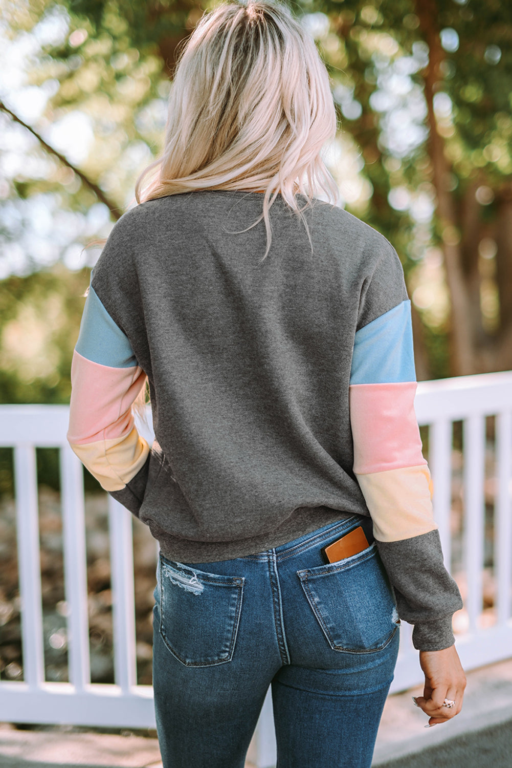Ribbed color block pullover