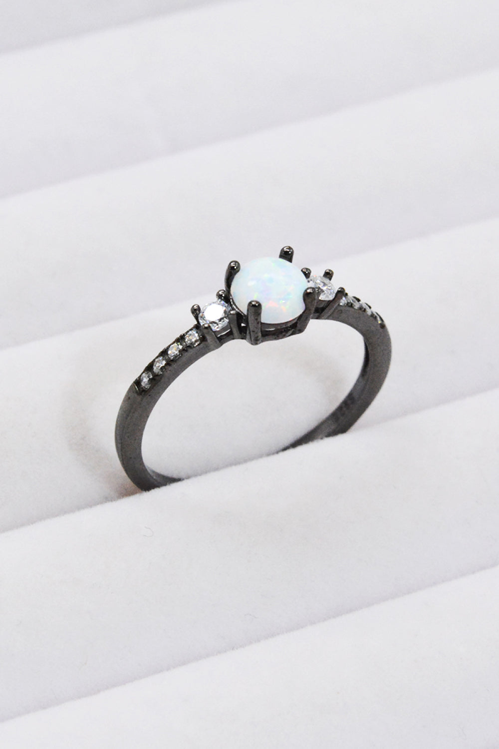 925 Sterling Silver Round Opal Cocktail Ring